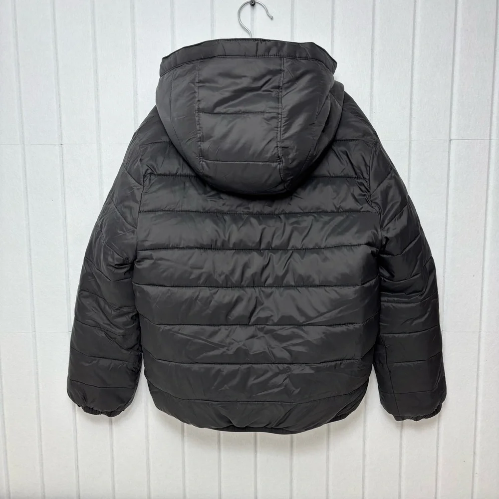 Abercrombie Kids Black Puffer Warm Jacket faux fur lining Size‎ 5/6